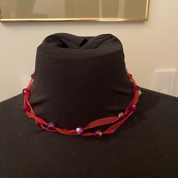 Crystal and Ribbon Necklace - Picture 7 of 9